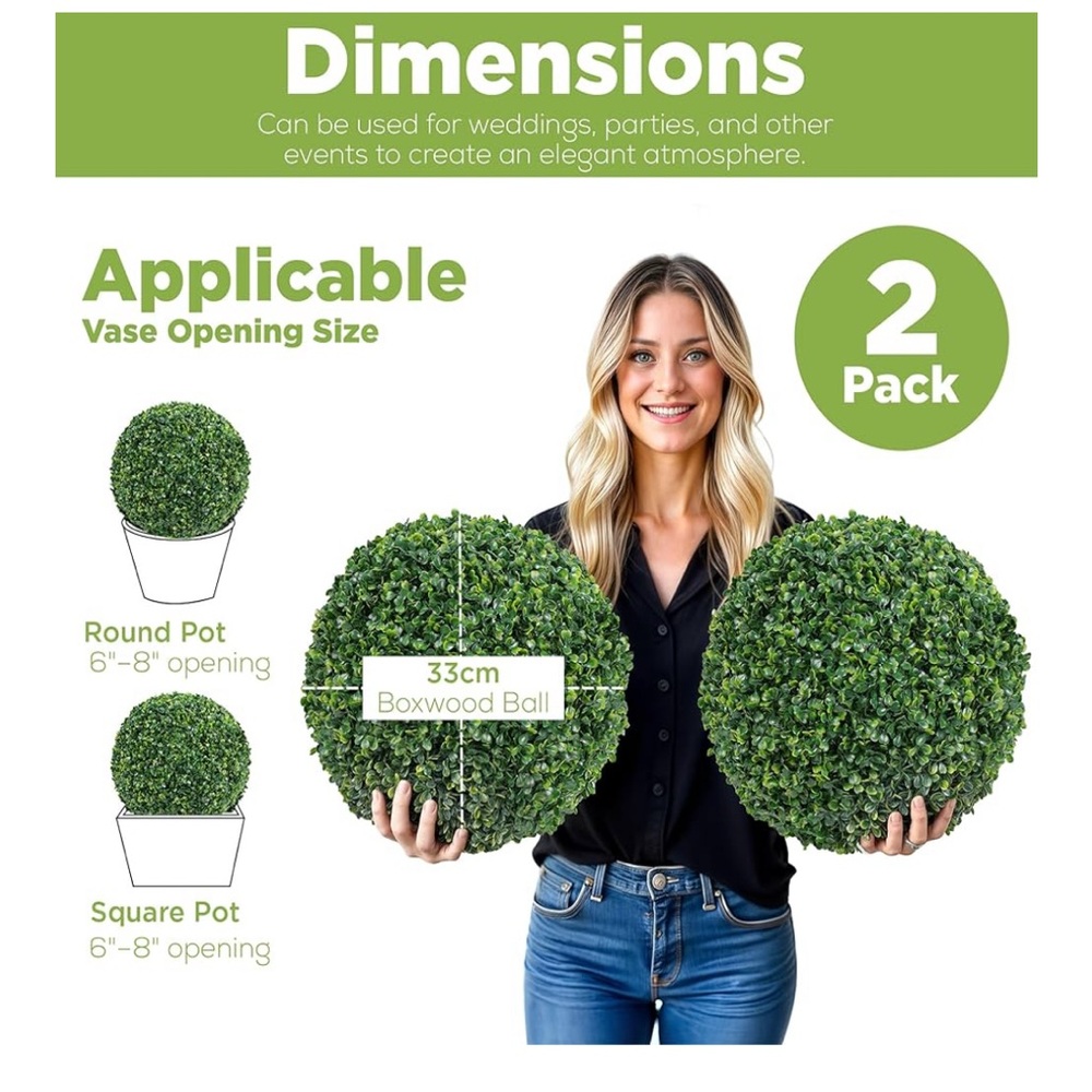 Decorative Artificial Boxwood
Topiary Balls 13” NEW